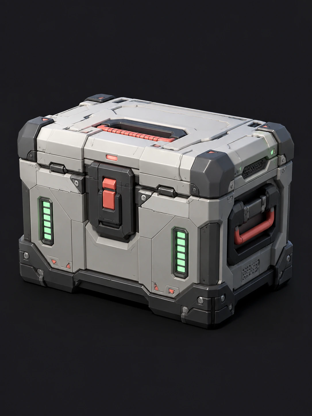 Stylized low-poly sci-fi supply crate with clean PBR materials